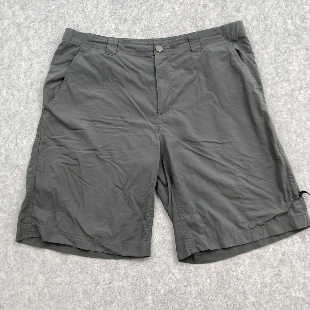 Columbia Shorts Mens 36 (35x9) Olive Green Nylon Chino Lined Outdoor Casual